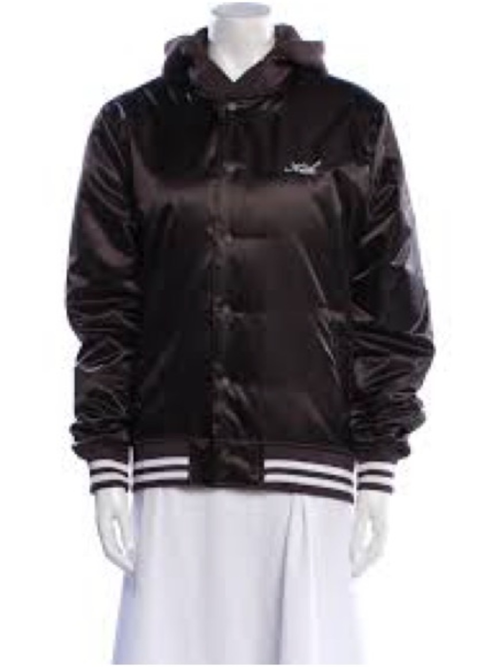 Kith Black Hooded Bomber Jacket with White Stripe Trim - Picture 2 of 9